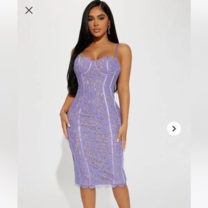 New without tags NWOT Elegant Lavender Purple Lace Midi Dress